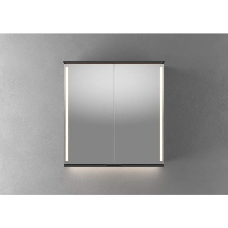 Linn Bad Sogn speilskap, 80x84 cm, matt sort