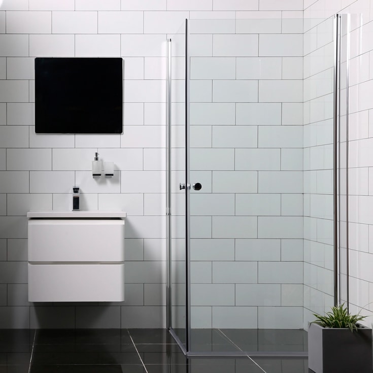 Bathlife Mångsidig dusjhjørne, 100x70 cm, klart glass, sølv profil