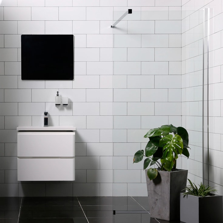 Bathlife Mångsidig dusjvegg, 70 cm, klart glass, krom profil