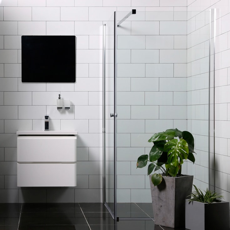 Bathlife Mångsidig dusjhjørne, 100x90 cm, klart glass, sølv profil