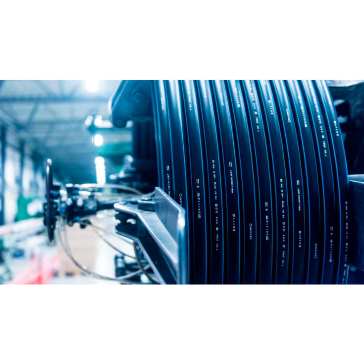 Hallingplast trykkrør PE100RC blå stripe, 25 mm, SDR11, kveil á 100 m