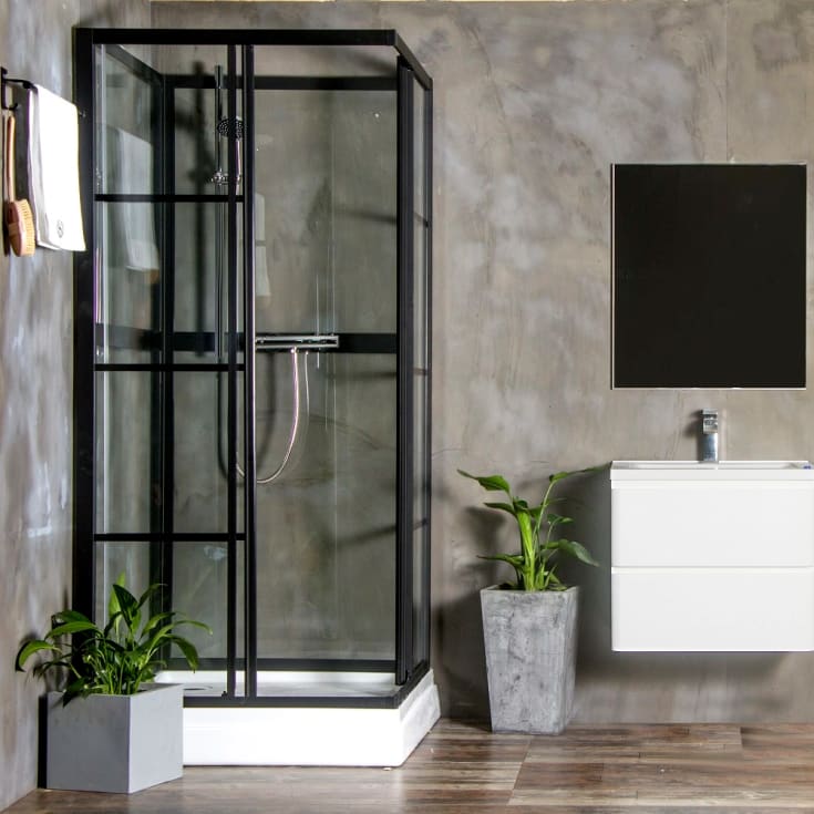 Bathlife Betrakta Dusjkabinett, 90x90 cm, Sort Matt / Klart Glass