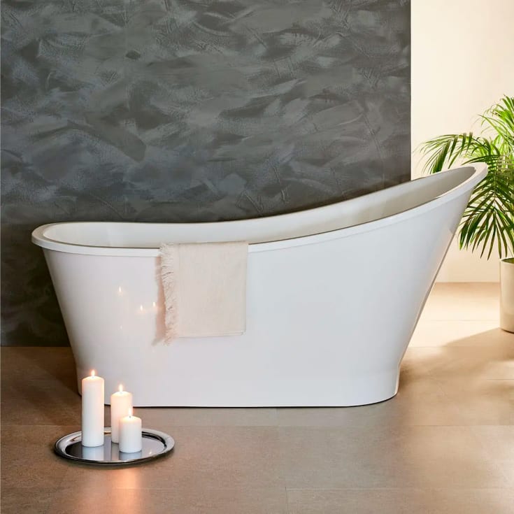 Bathlife Dvala frittstående badekar, 159x73 cm, hvit