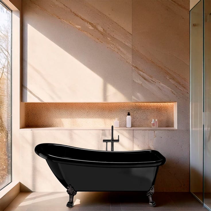 Bathlife Ideal badekar med løveføtter, 153x67 cm, akryl, sort