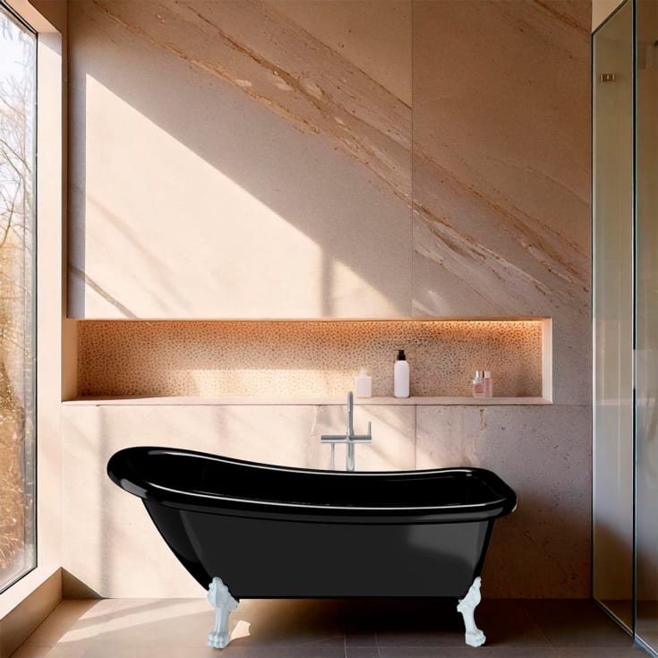 Bathlife Ideal badekar med løveføtter, 153x67 cm, akryl, hvit