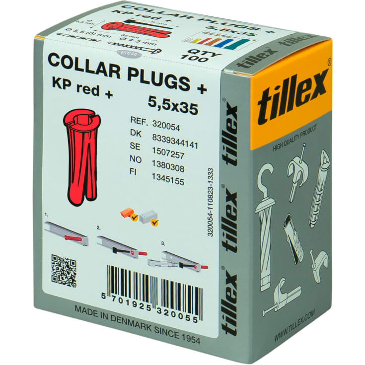 100 stk Tillex KP+ rawlplugs - 5,5x35mm