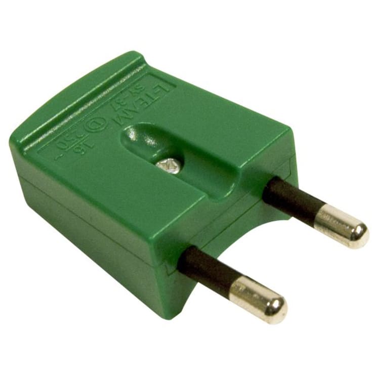 10 stk Flatplugg uten jord 16A 230V IP20 slagfast grønn