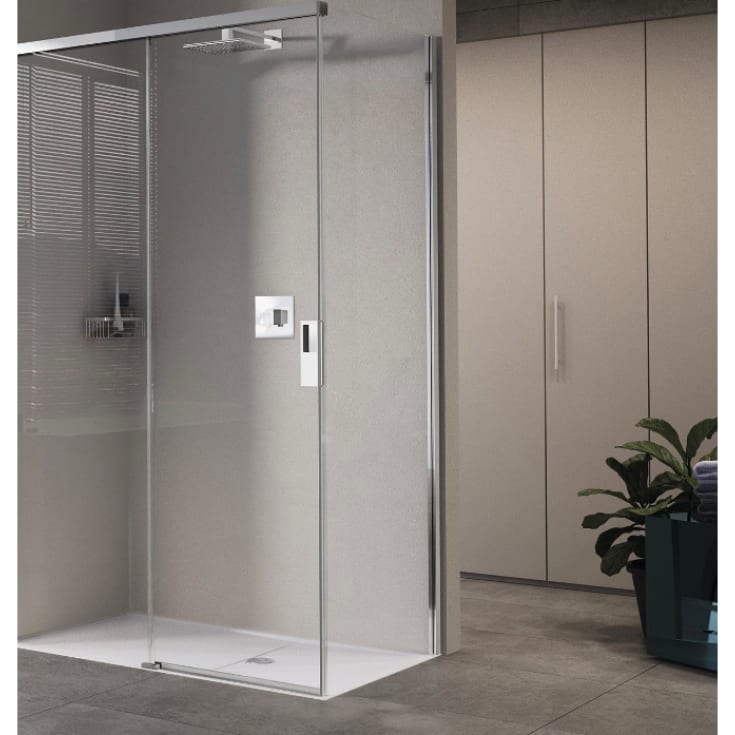 Novellini Opera dusjvegg, 89 cm, klart glass, sort profil