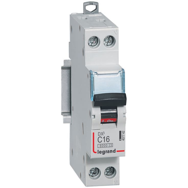 Automatsikring DX3 C 16A 1P+N, 1M, 6/10kA