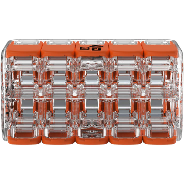 15 stk Skjøtehylse 10x0,2-4 mm² transparent med oransje lås, serie 221