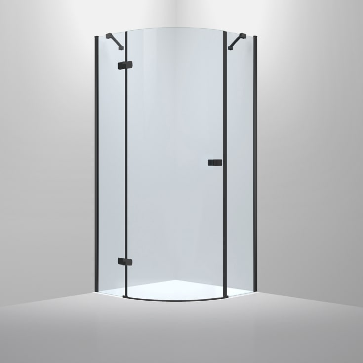 Bathlife Diskret dusjhjørne, 100x100 cm, høyre, klart glass, sort matt profil