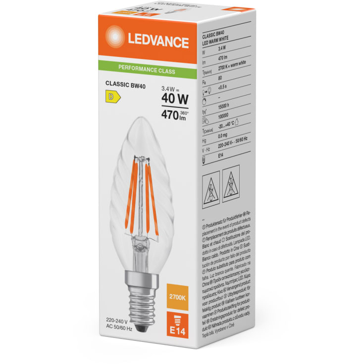 Ledvance Classic E14 mignonpære, vridd, 4000K, 3,4W