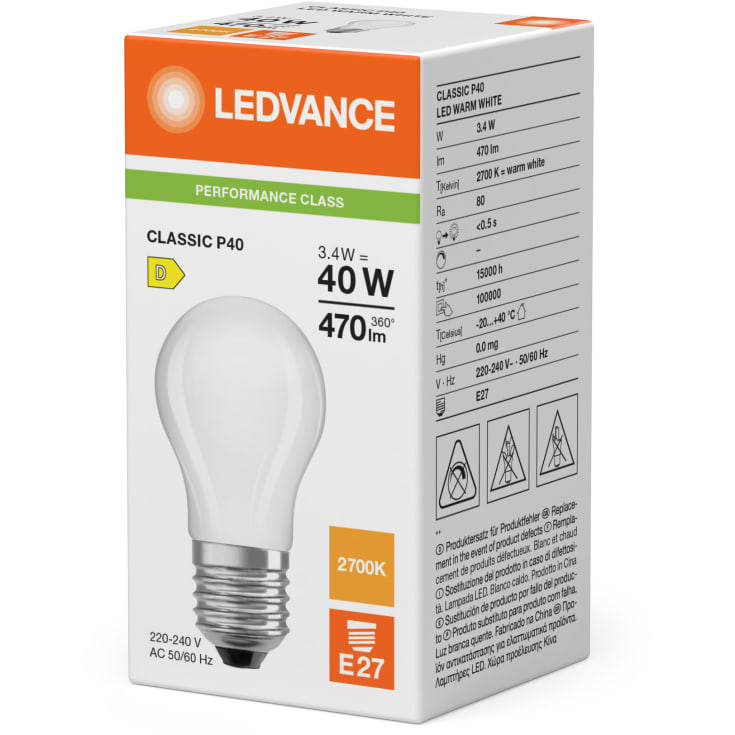 Ledvance Classic E27 kronepære, 2700K, 3,4W