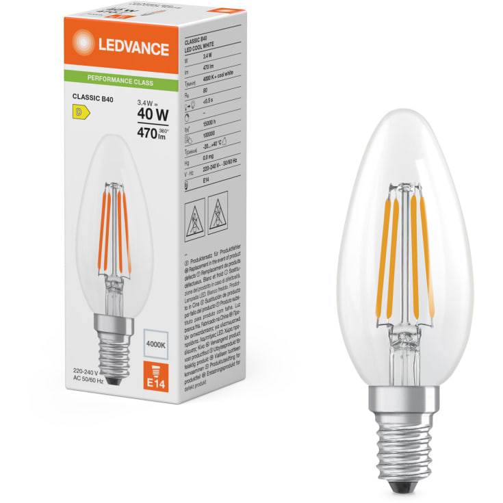 Ledvance Classic E14 mignonpære, 2700K, 3,4W