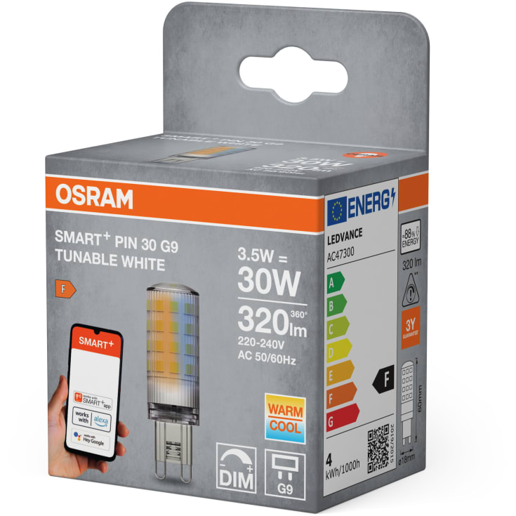 Ledvance Smart+ Wifi G9 stiftpære, 2700K-6500K, 3,5W