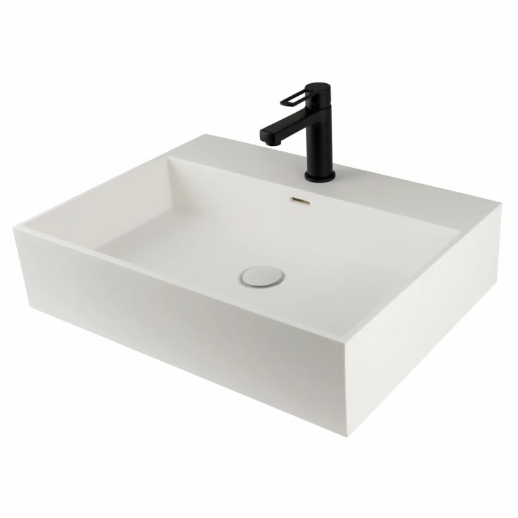 Lavabo Solid Surface servant, 60 x 45 cm, hvit