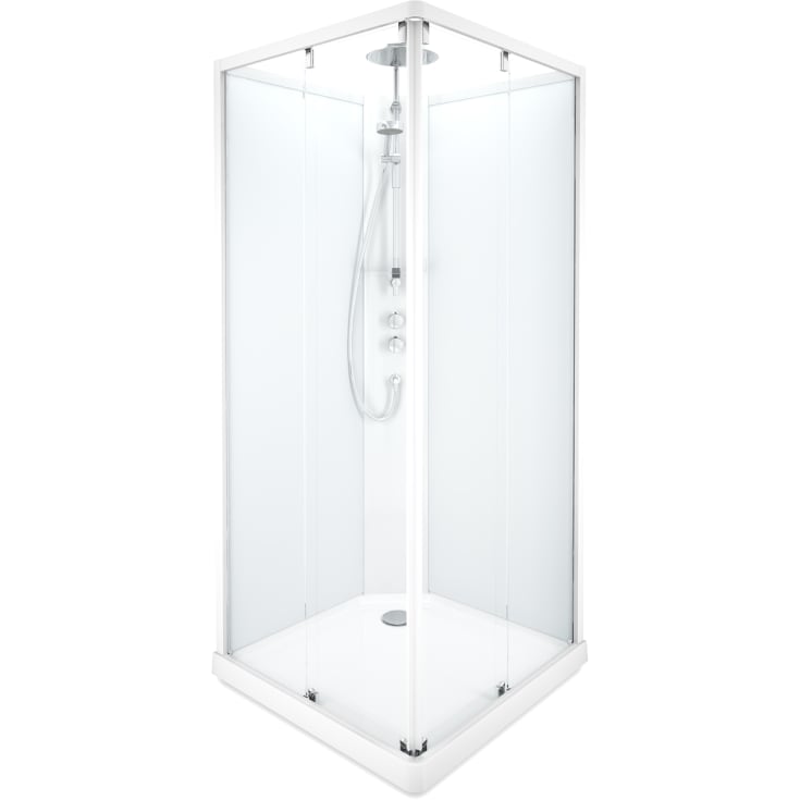Showerama Comfort dusjkabinett, 90x90 cm, hvit profil, klart/frostet glass