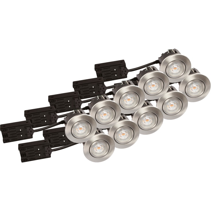 Scan Products Luna Quick Install downlight, 4000K, 10 stk, børstet aluminium