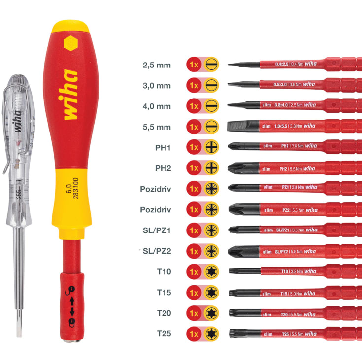 Wiha Slim Vario Bits skrujernsett - 1000 Volt - 16 deler