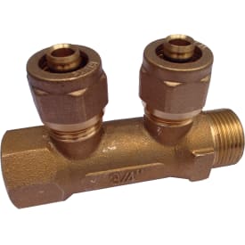 Samlestokk 3/4", fast muffe, 2 kurser 15 mm