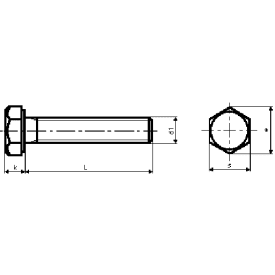 Stålbolt M12 x 40 mm, A4, DIN 933, 6-kant