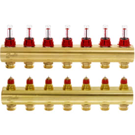 Danfoss 1" gulvvarme fordelerør, 7 kredse, flowmåler