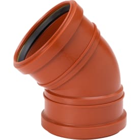 Uponor 110 mm 30 gr. PP-kloakbøjning med 2 muffer