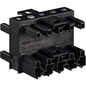 Winsta Afgreningsblok 3-Vejs 1xHan/3xHun 5P Sort