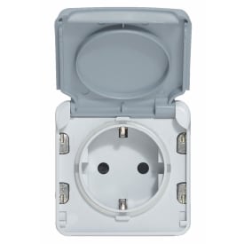 Plexo Sokkel Schuko Tysk Standard 2P+J 16A Grå IP55