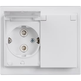 Stikkontakt Schuko dobbel komplett 16A 1M hvit IP44