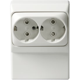 Paneluttak Schuko Jussi utvendig dobbel 16A hvit
