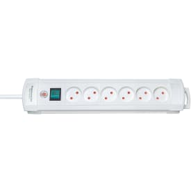 2 st Premium-Line Socket 6 Uttag U/J med strömbrytare och 3M kabel. vit