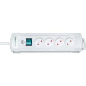 2 st Premium-Line Socket 4 Uttag U/J med strömbrytare och 2M sladd. vit