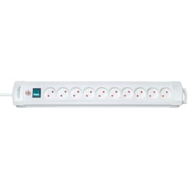 Premium-Line Stikdåse med 10 udtag og afbryder, Uden jord, 3 meter, Hvid