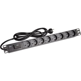 Strømpanel 19&quot; 8 x uttak med jord- og transientbeskyttelse