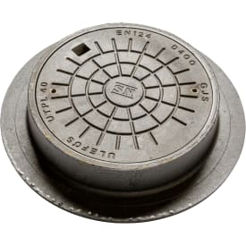 Ulefos 425 x 100 mm karm m/boltet dæksel, rund, fast, 40 t GG/SG