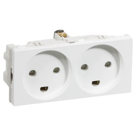 LK Fuga stikkontakt med jord, 2 modul, hvid