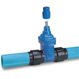 AVK 75 mm skydeventil med PE100RC-ben, blå kappe, PN10, EPDM