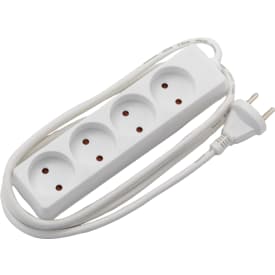 5 stk 4-Stikdåse U/J med 1,5M ledning hvid