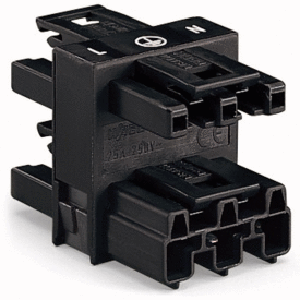 Winsta Afgreningsblok 3-Vejs 1xHan/3xHun 3P Sort