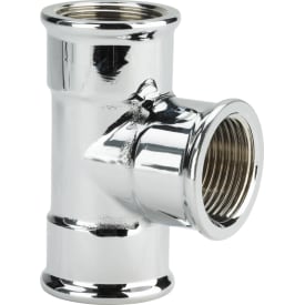 5 stk Messing tee, krom, 3/4"