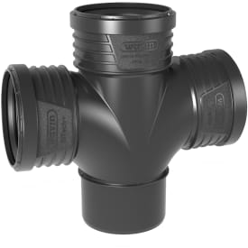 Wavin Sitech+ hjørnegrenrør, 87,5°, Ø110x110x110 mm, plast, sort