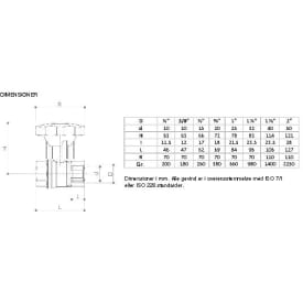 Pettinaroli 1/2" TEA kuglehane med gearhåndtag, muffe/muffe