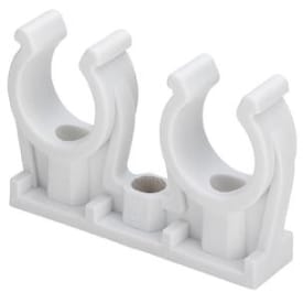 Dobbelt klemrørbærer 15 mm, plast