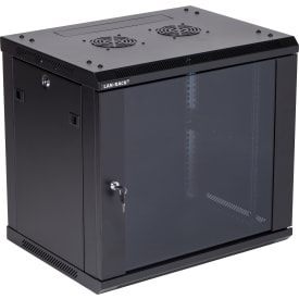 Vægrack 19" 10HE B600xD600xH553 mm sort med glasdør