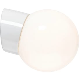 Væglampe Glob 150 skrå, E27, hvid/opal, IP20