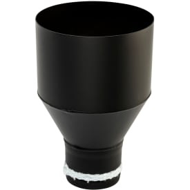 100 mm Metalbestos svart røykrør. Overgang til 130 mm stålskorstein.