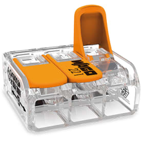 30 stk Samlemuffe 3x0,5-6 mm² transparent med orange pal, serie 221