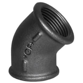 Sort vinkel, muffe/muffe 1 1/2" - 45°