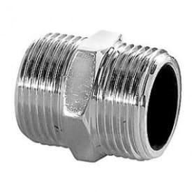 Messing brystnippel, krom, 3/4" x 1/2"